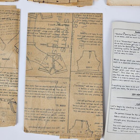 VTG 1961 Advance Mattel Barbie doll patterns cut How to Barbie Sewing book - Picture 10 of 12